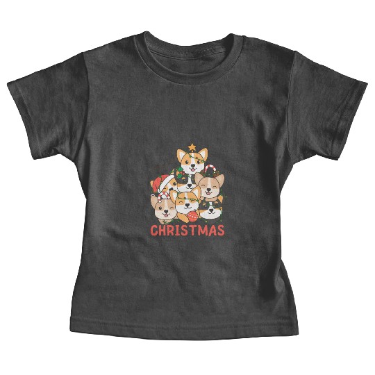 Corgi Christmas Tree Merry Christmas Baby Tees