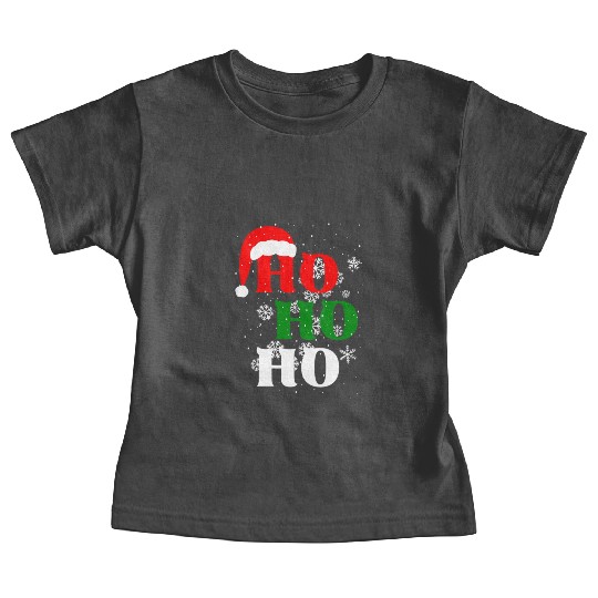 Christmas Ho Ho Ho Snow Flakes with Santa Hat Baby Tees