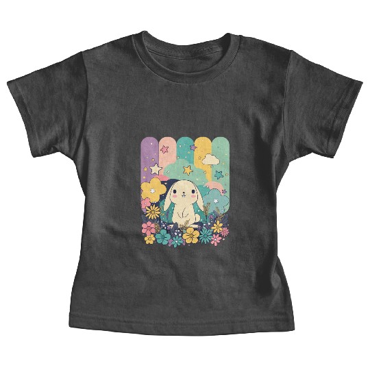 Cute Easter Bunny Surrounded By Flowers Baby Tees