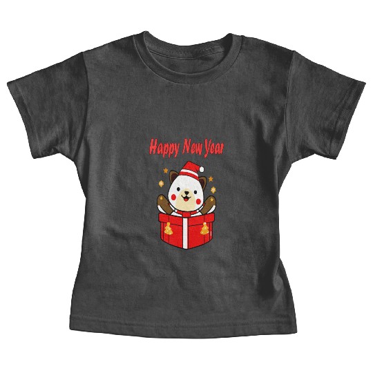 Festive Teddy Bear New Year Design Baby Tees