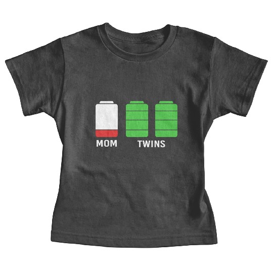Funny Birthday Mama Twin Mom Low Battery Baby Tees