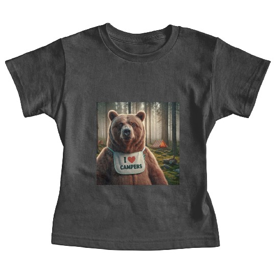 I love campers Grizzly bear with bib Baby Tees
