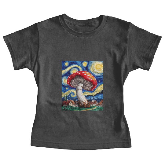 Starry Night Mushroom: Surreal Watercolor Dreamsca Baby Tees