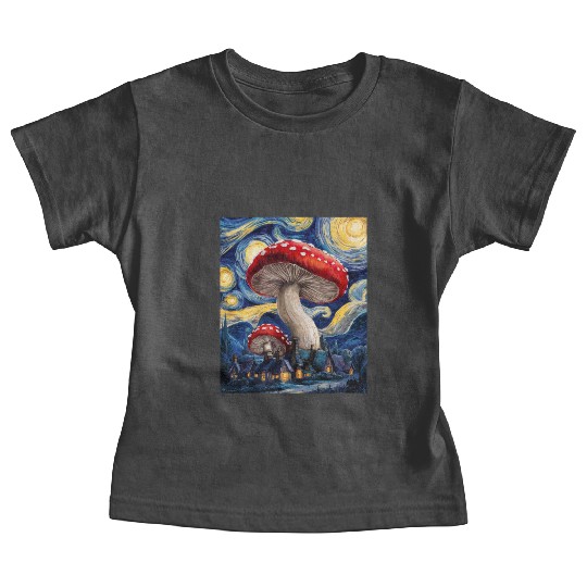 Starry Night Mushroom Surreal Dreamscape nature Baby Tees