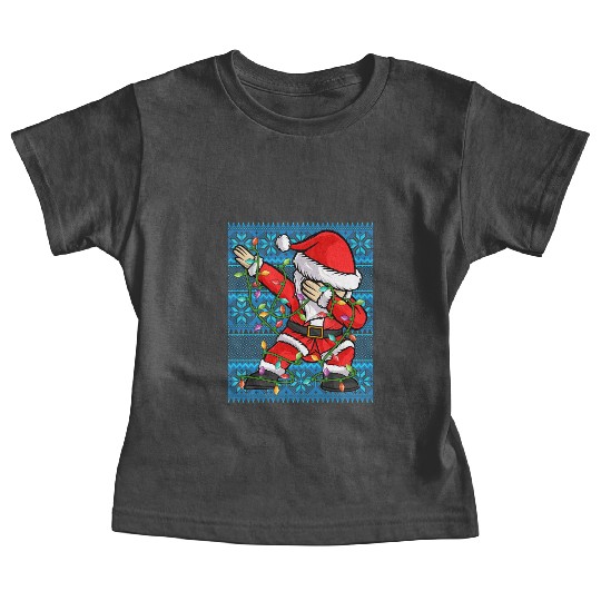 Dabbing Santa Christmas Lights Baby Tees