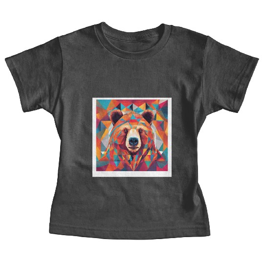 Bear Abstract Bright Triangles Baby Tees