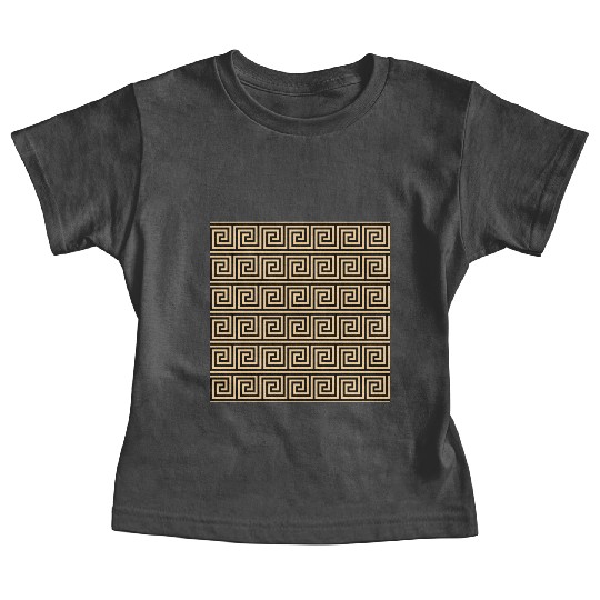 Greek Meander Key Squares Pattern Brown Baby Tees