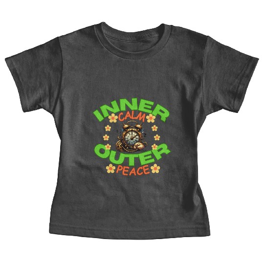 Inner calm outer peace calm yoga saying Baby Tees
