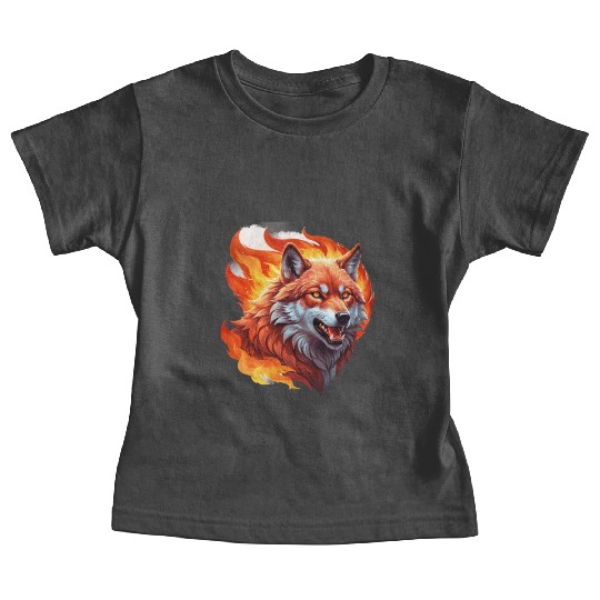 Fiery Wolf with Bright Eyes Baby Tees