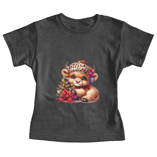 Christmas Merry Christmas For Gift Highland Cow Baby Tees