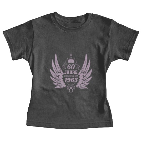 60 years unique since 1965 angel wings Baby Tees
