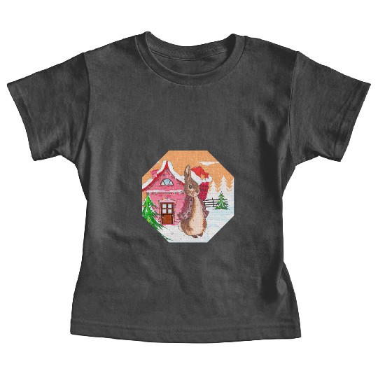 A rabbit walking on Christmas Day Baby Tees