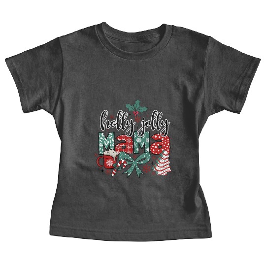 Holly Jolly Mama Coquette Bow Christmas Baby Tees