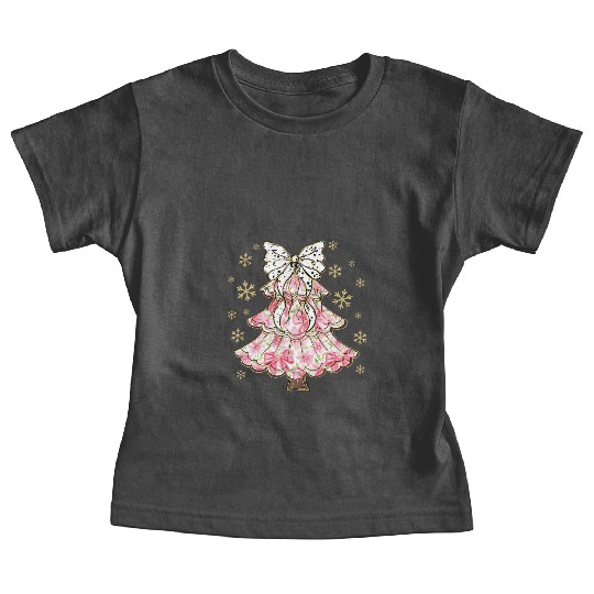 Preppy Pink Coquette Bow Xmas Tree Baby Tees