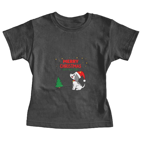 dog5 merry christmas happy new year Baby Tees