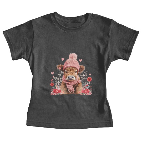 Cute Highland Cow Valentines Day Baby Tees