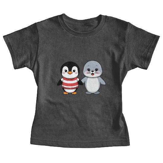 Penguin and Seal Friends Baby Tees