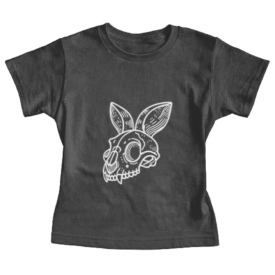 Minimalistic Vector Rabbit Skull Kids Drawing Baby Tees