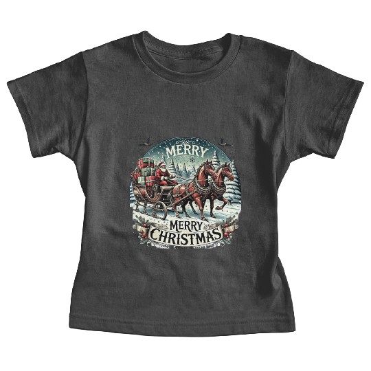 Vintage Sleigh Ride - Whimsical Christmas Magic Baby Tees