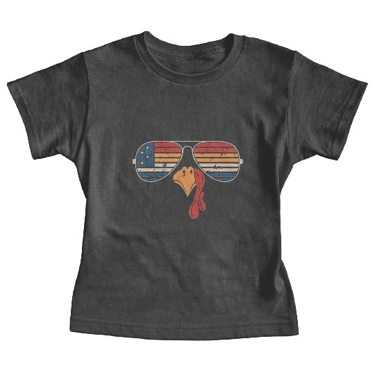 Retro USA Turkey Sunglasses Patriotic Thanksgiving Baby Tees
