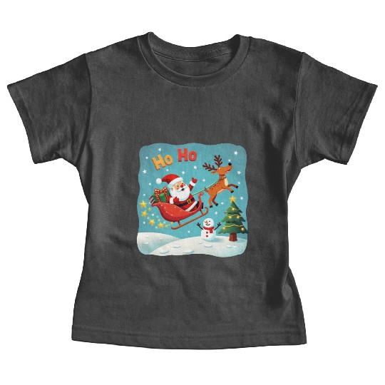 Santa Clause waving " HO-HO" Baby Tees