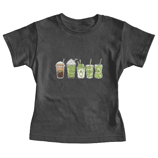 Coffee Latte Green Cute Irish St Patrick's Day Baby Tees