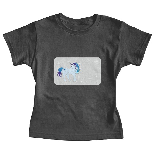 Fantasy unicorn - grey blue- design for kids Baby Tees