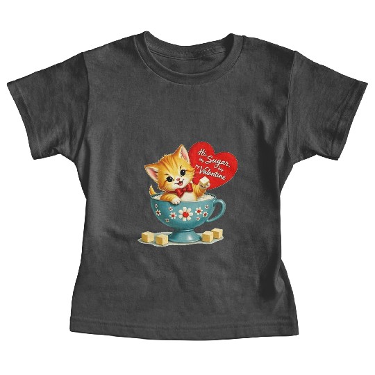 Hi Sugar Vintage Kitten Valentine s Day Card Baby Tees