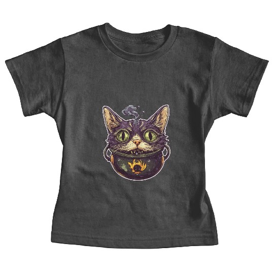 Cat Boiler Cat Witch Halloween Baby Tees