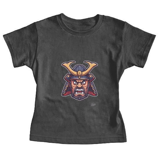 Angry Samurai Warrior Head Illustration Baby Tees