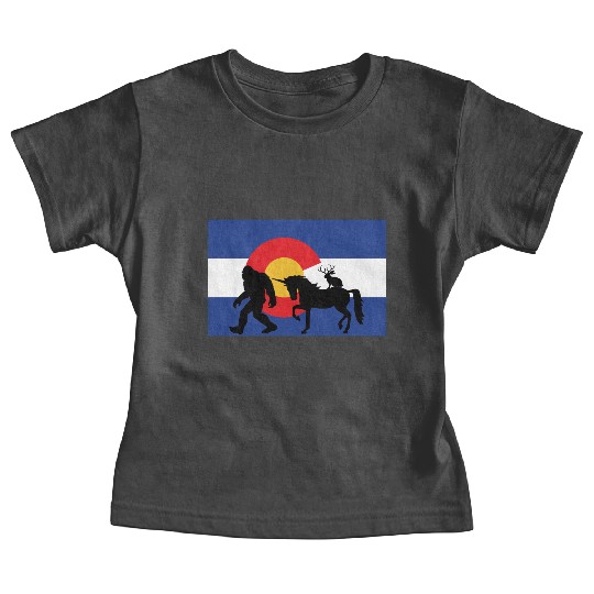 Mythical Creature and Jeep in Colorado Flag Baby Tees