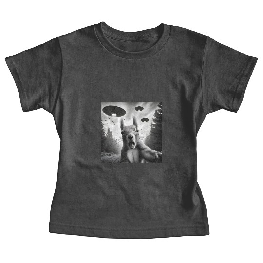 Squirrel Sci-Fi Funny Graphic Selfie with UFOs Wei Baby Tees