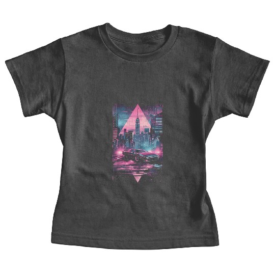 Retro Vaporwave Car City Synthwave 80s 90s Baby Tees