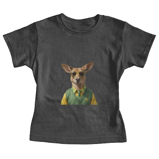 Green and Gold Kangaroo 6 Baby Tees