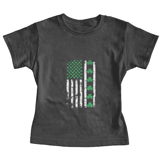 American Flag with Shamrocks for St Patrick's Day Baby Tees