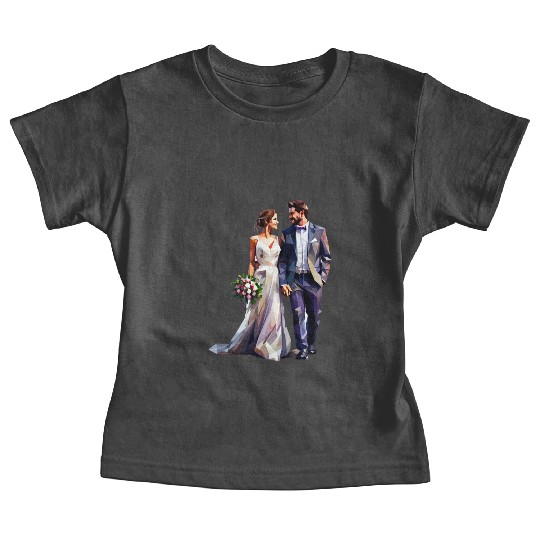 Elegant Bride and Groom Wedding Design Baby Tees