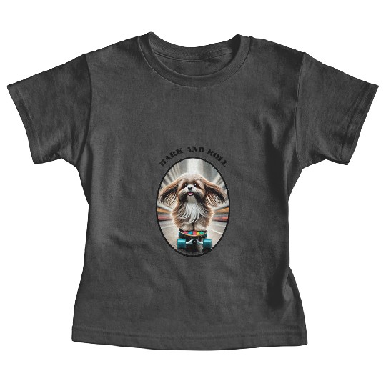 Skateboarding Shih Tzu Dog with its Tongue Out URM Baby Tees