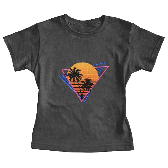 Retro Sunset with Palm Trees Baby Tees