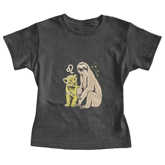 Leo Zodiac Sloth and Lion Cub Magic Baby Tees
