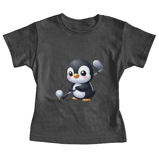 Cute Penguin Golfer Cartoon Quirky Funny Baby Tees