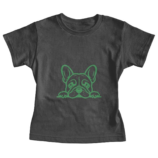 French Bulldog Frenchie Sweet Face Green Baby Tees