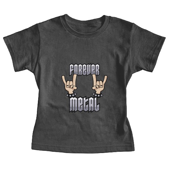 Forever Metal Heavy Metal Devil Horns Hand Gesture Baby Tees