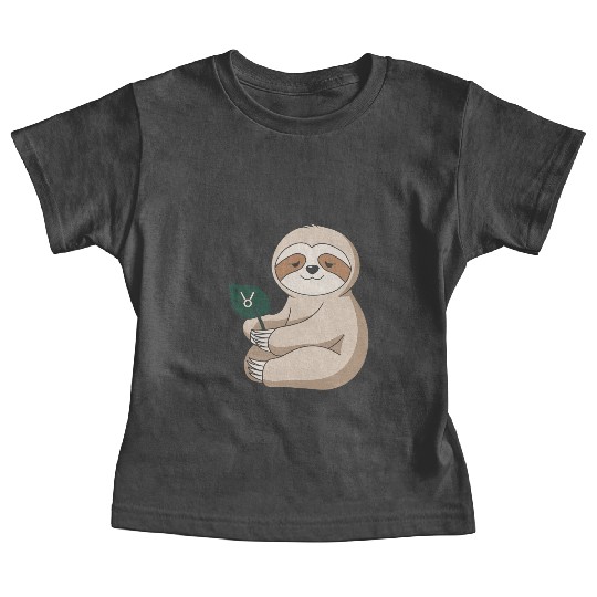 Taurus Zodiac Sloth Holding Leaf Baby Tees