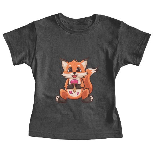 Sweet Fox with Ice Cream Cone Baby Tees