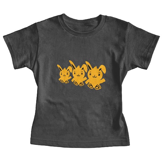3 Rabbits Three Friends Team Crew Waving Sitting Baby Tees
