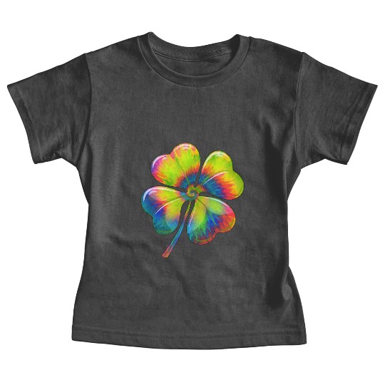 Tie Dye Shamrock Lucky Four Leaf Clover St Patrick Baby Tees
