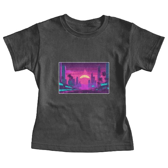 Neon Paradise Vaporwave Sunset Vibes Baby Tees