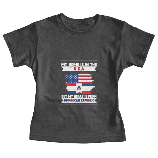 My Home The USA Heart From Dominican Republic US Baby Tees