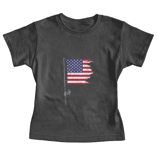 Fishing Rod American Flag Baby Tees