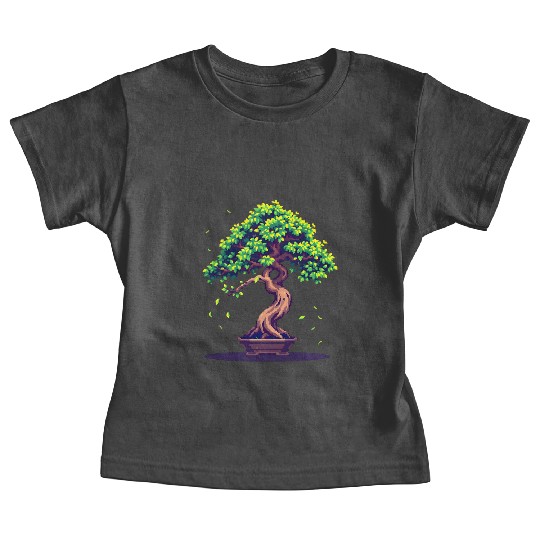 Pixel Bonsai Tree – Retro Nature Serenity Baby Tees